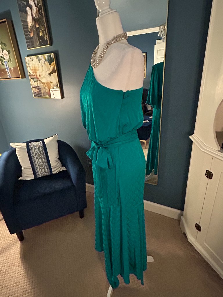 Karina Grimaldi Green Jacquard Cocktail Dress